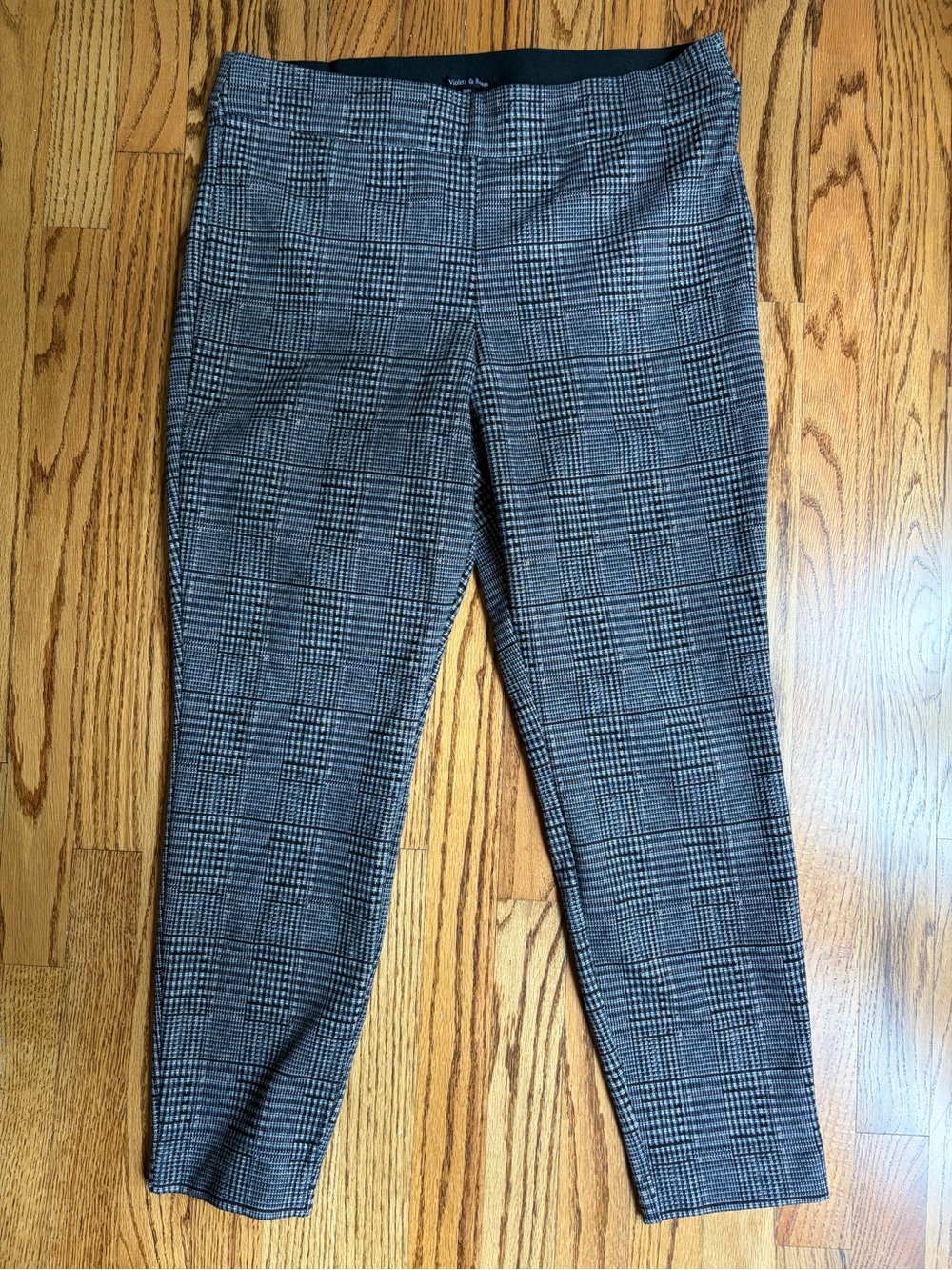 Violets and Roses Black and Gray Checkered Skinny Pants